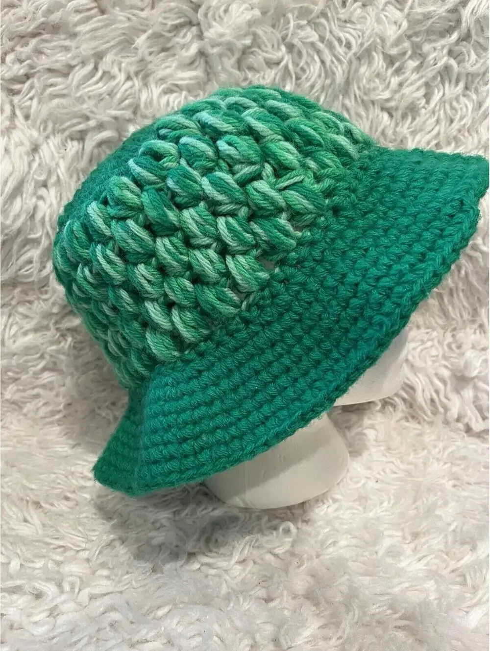 Handmade Crocheted Marled Kelly Green Bucket Hat St. Patty’s Patrick's Festival